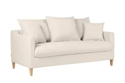 Miliboo Canapé Convertible|Voir Tous Les Canapés-Canapé convertible scandinave 3 places en tissu effet velours beige et bois clair LOUISE