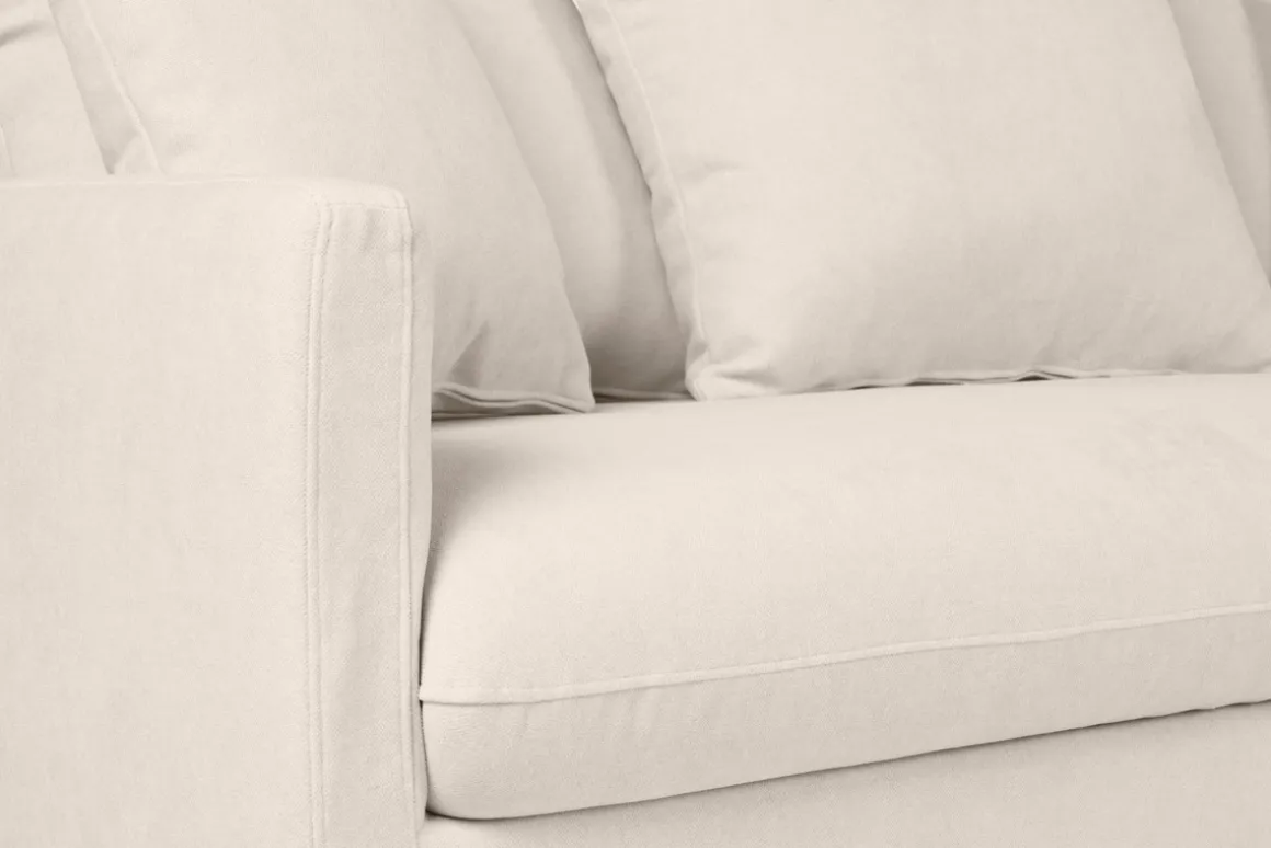 Miliboo Canapé Convertible|Voir Tous Les Canapés-Canapé convertible scandinave 3 places en tissu effet velours beige et bois clair LOUISE