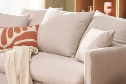 Miliboo Canapé Convertible|Voir Tous Les Canapés-Canapé convertible scandinave 3 places en tissu effet velours beige et bois clair LOUISE