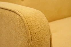 Miliboo Canapé Convertible|Voir Tous Les Canapés-Canapé convertible scandinave 3 places en tissu effet velours jaune moutarde et bois clair ULLA