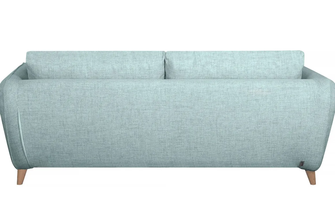Miliboo Canapé Convertible|Voir Tous Les Canapés-Canapé convertible scandinave 3 places en tissu bleu glacier avec matelas 10 cm CREEP