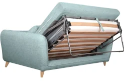 Miliboo Canapé Convertible|Voir Tous Les Canapés-Canapé convertible scandinave 3 places en tissu bleu glacier avec matelas 10 cm CREEP