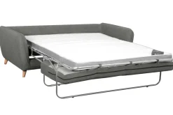 Miliboo Canapé Convertible|Voir Tous Les Canapés-Canapé convertible scandinave 3 places en tissu gris anthracite et bois clair avec matelas 10 cm CREEP