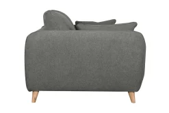 Miliboo Canapé Convertible|Voir Tous Les Canapés-Canapé convertible scandinave 3 places en tissu gris anthracite et bois clair avec matelas 10 cm CREEP