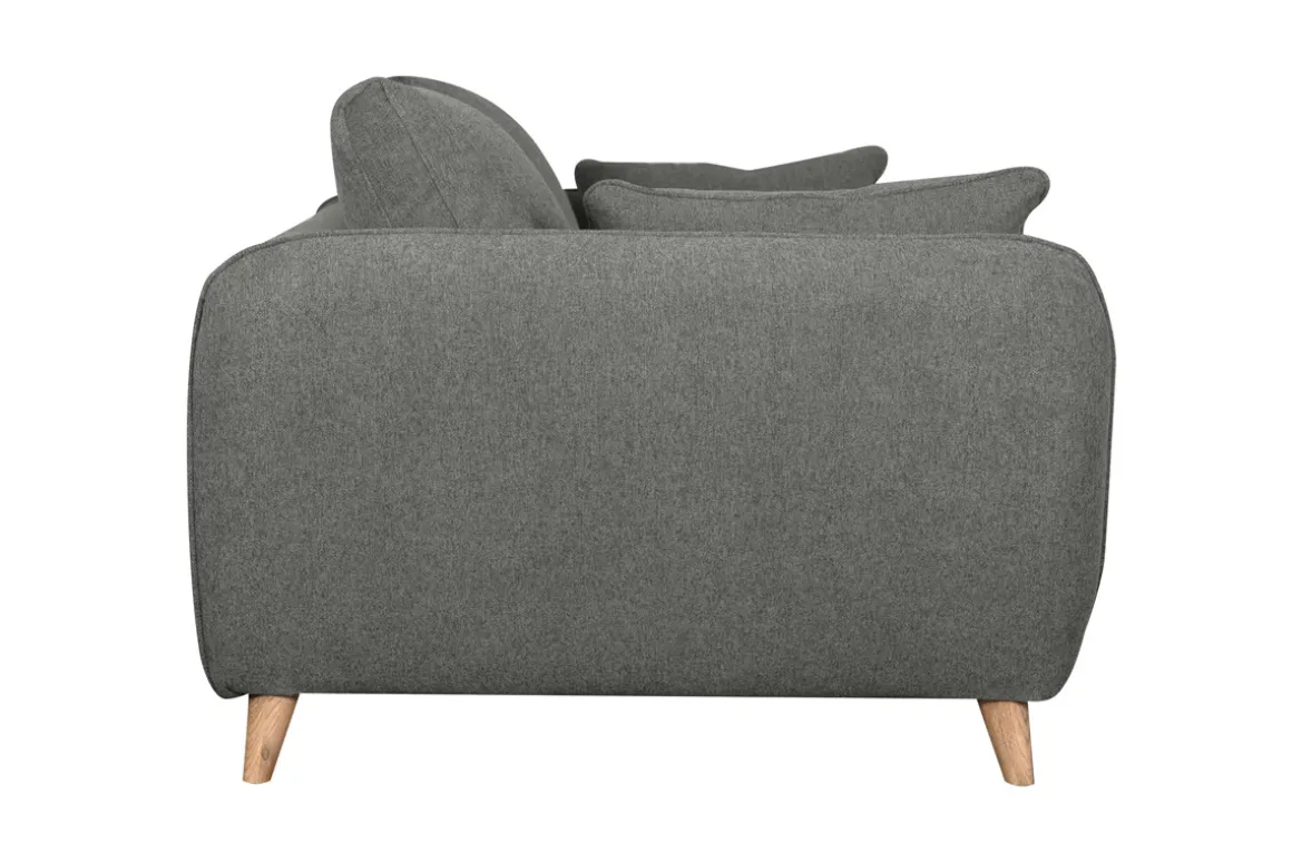 Miliboo Canapé Convertible|Voir Tous Les Canapés-Canapé convertible scandinave 3 places en tissu gris anthracite et bois clair avec matelas 10 cm CREEP