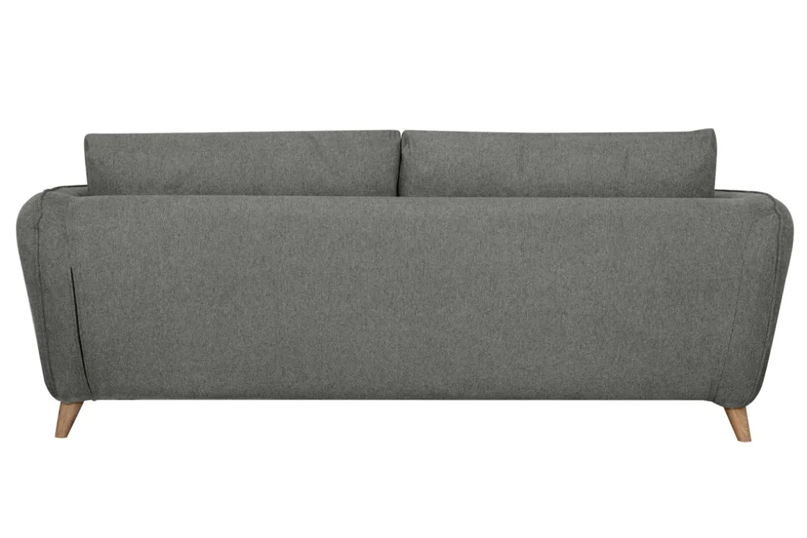 Miliboo Canapé Convertible|Voir Tous Les Canapés-Canapé convertible scandinave 3 places en tissu gris anthracite et bois clair avec matelas 10 cm CREEP