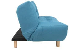 Miliboo Canapé Convertible|Voir Tous Les Canapés-Canapé convertible scandinave 3 places en tissu bleu canard et bois clair YUMI