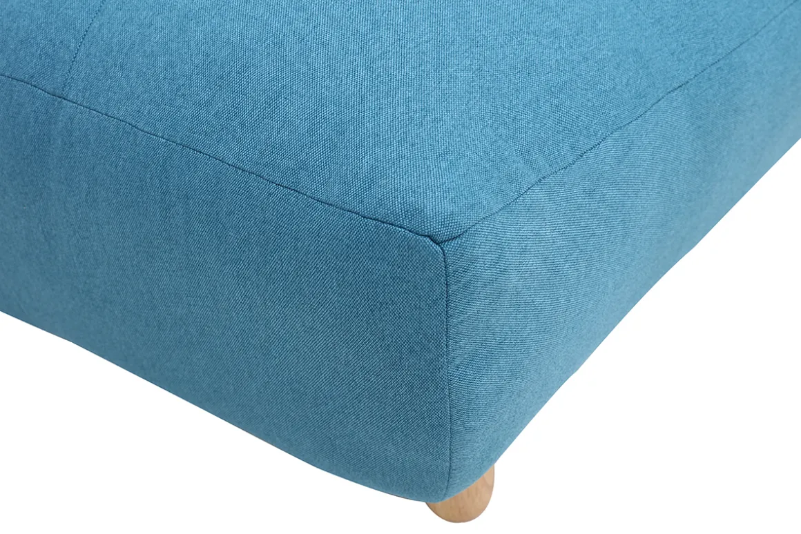 Miliboo Canapé Convertible|Voir Tous Les Canapés-Canapé convertible scandinave 3 places en tissu bleu canard et bois clair YUMI