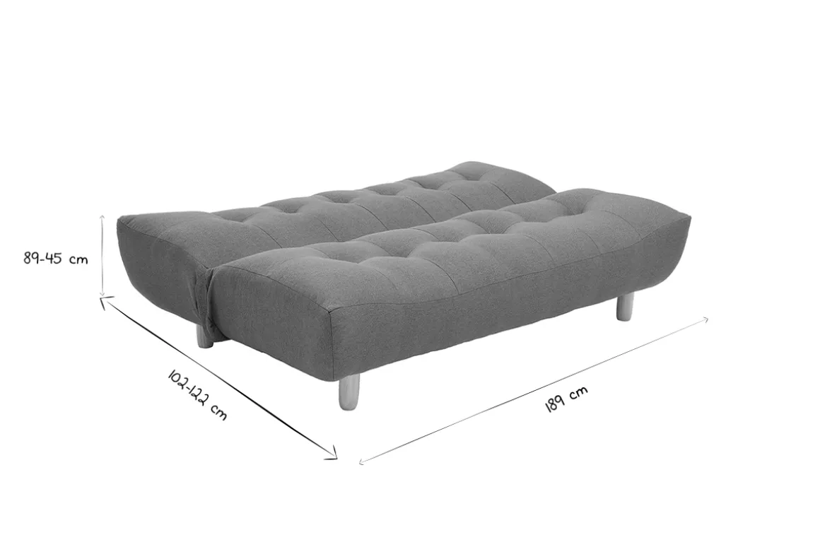 Miliboo Canapé Convertible|Voir Tous Les Canapés-Canapé convertible scandinave 3 places en tissu bleu canard et bois clair YUMI