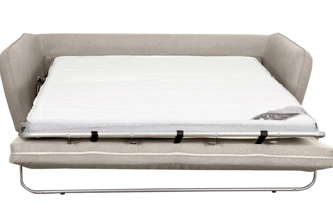 Miliboo Canapé Convertible|Voir Tous Les Canapés-Canapé convertible scandinave 3 places en tissu beige avec matelas 10 cm CREEP