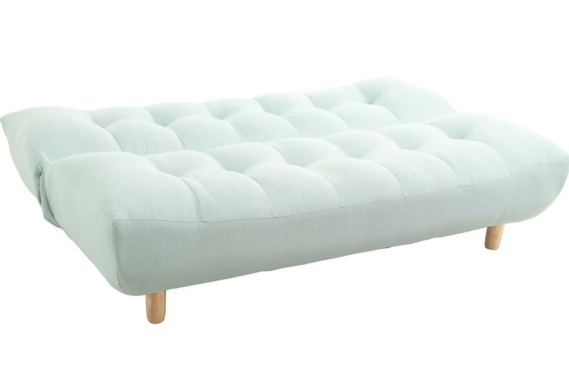 Miliboo Canapé Convertible|Voir Tous Les Canapés-Canapé convertible scandinave en tissu menthe à l'eau et bois clair YUMI