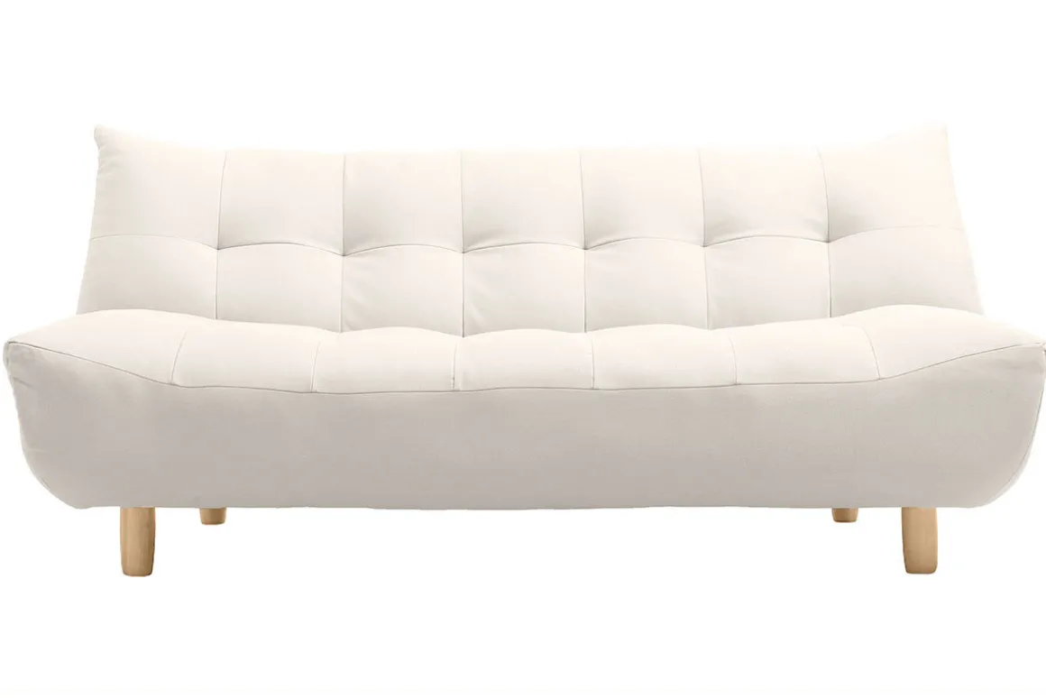Miliboo Canapé Convertible|Voir Tous Les Canapés-Canapé convertible scandinave 3 places en tissu beige et bois clair YUMI