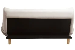 Miliboo Canapé Convertible|Voir Tous Les Canapés-Canapé convertible scandinave 3 places en tissu beige et bois clair YUMI