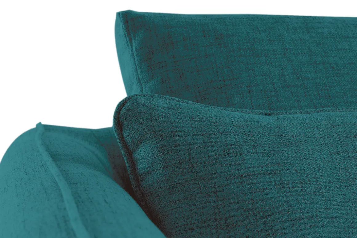 Miliboo Canapé Convertible|Voir Tous Les Canapés-Canapé convertible scandinave 3 places en tissu bleu paon et bois clair avec matelas 10 cm CREEP