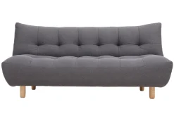 Miliboo Canapé Convertible|Voir Tous Les Canapés-Canapé convertible scandinave 3 places en tissu gris foncé et bois clair YUMI