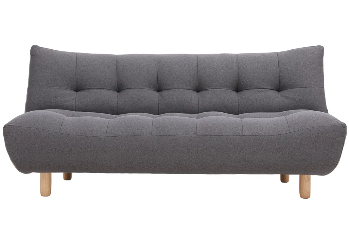 Miliboo Canapé Convertible|Voir Tous Les Canapés-Canapé convertible scandinave 3 places en tissu gris foncé et bois clair YUMI