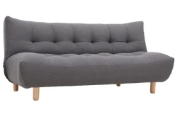 Miliboo Canapé Convertible|Voir Tous Les Canapés-Canapé convertible scandinave 3 places en tissu gris foncé et bois clair YUMI
