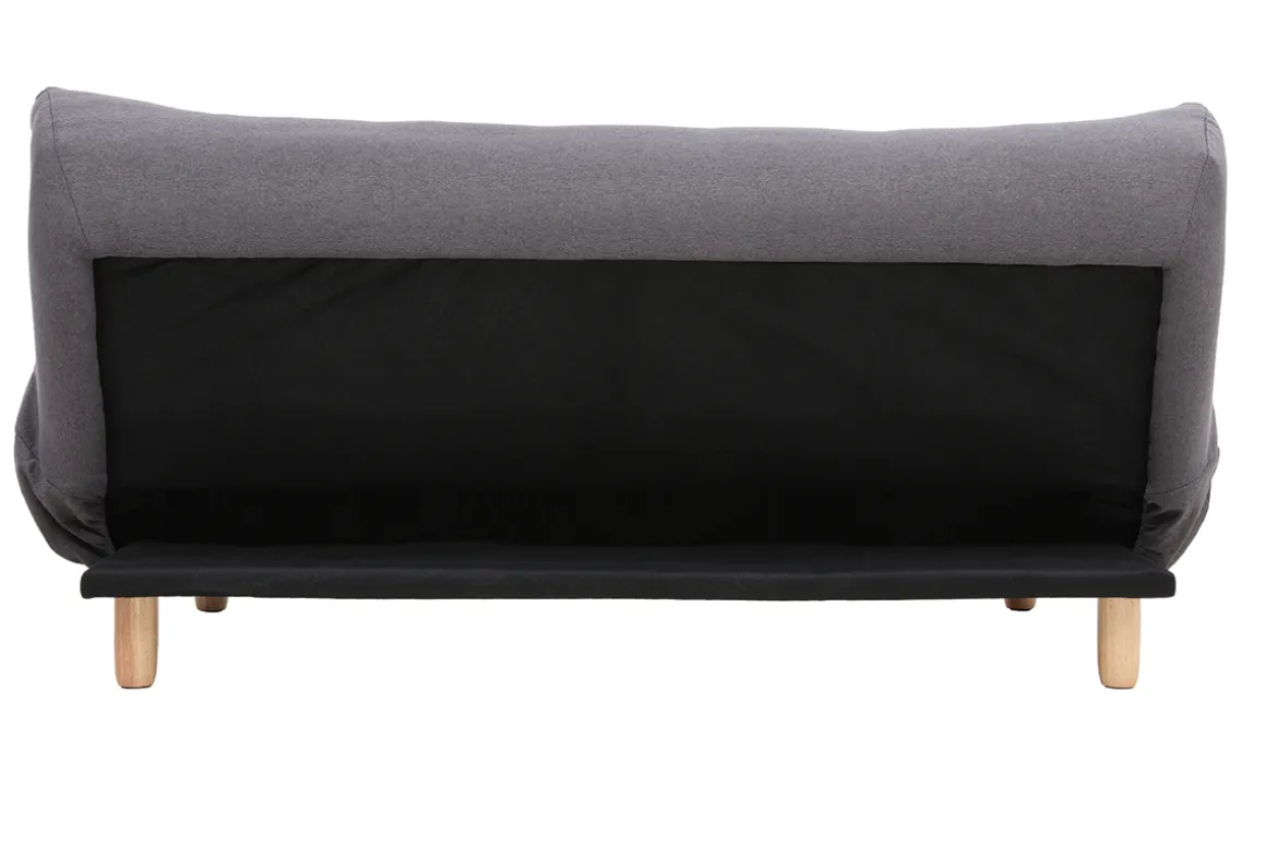 Miliboo Canapé Convertible|Voir Tous Les Canapés-Canapé convertible scandinave 3 places en tissu gris foncé et bois clair YUMI