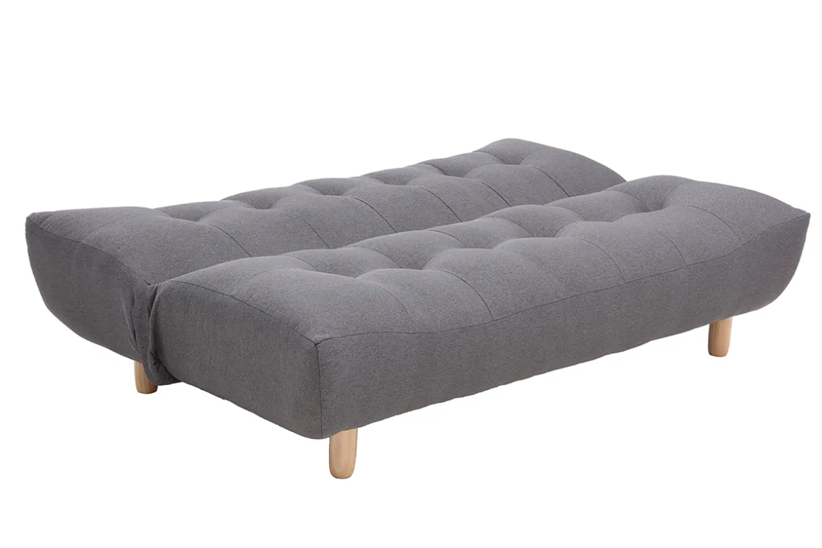 Miliboo Canapé Convertible|Voir Tous Les Canapés-Canapé convertible scandinave 3 places en tissu gris foncé et bois clair YUMI