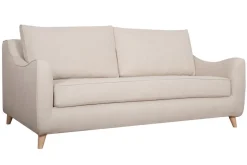 Miliboo Canapé Convertible|Voir Tous Les Canapés-Canapé convertible scandinave 3 places en tissu beige et bois clair avec matelas 10 cm VENDOME
