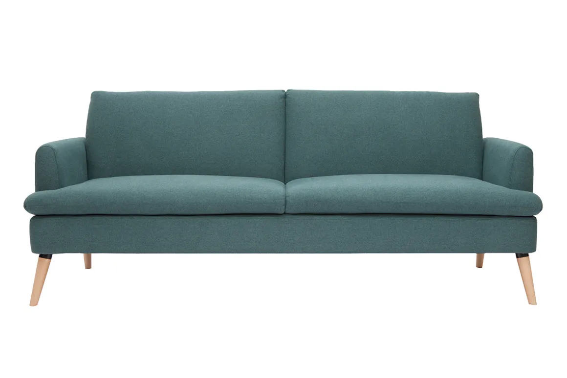Miliboo Canapé Convertible|Voir Tous Les Canapés-Canapé convertible scandinave 3 places en tissu vert et bois clair STEWART