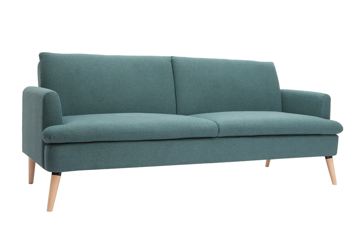 Miliboo Canapé Convertible|Voir Tous Les Canapés-Canapé convertible scandinave 3 places en tissu vert et bois clair STEWART