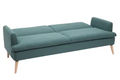 Miliboo Canapé Convertible|Voir Tous Les Canapés-Canapé convertible scandinave 3 places en tissu vert et bois clair STEWART