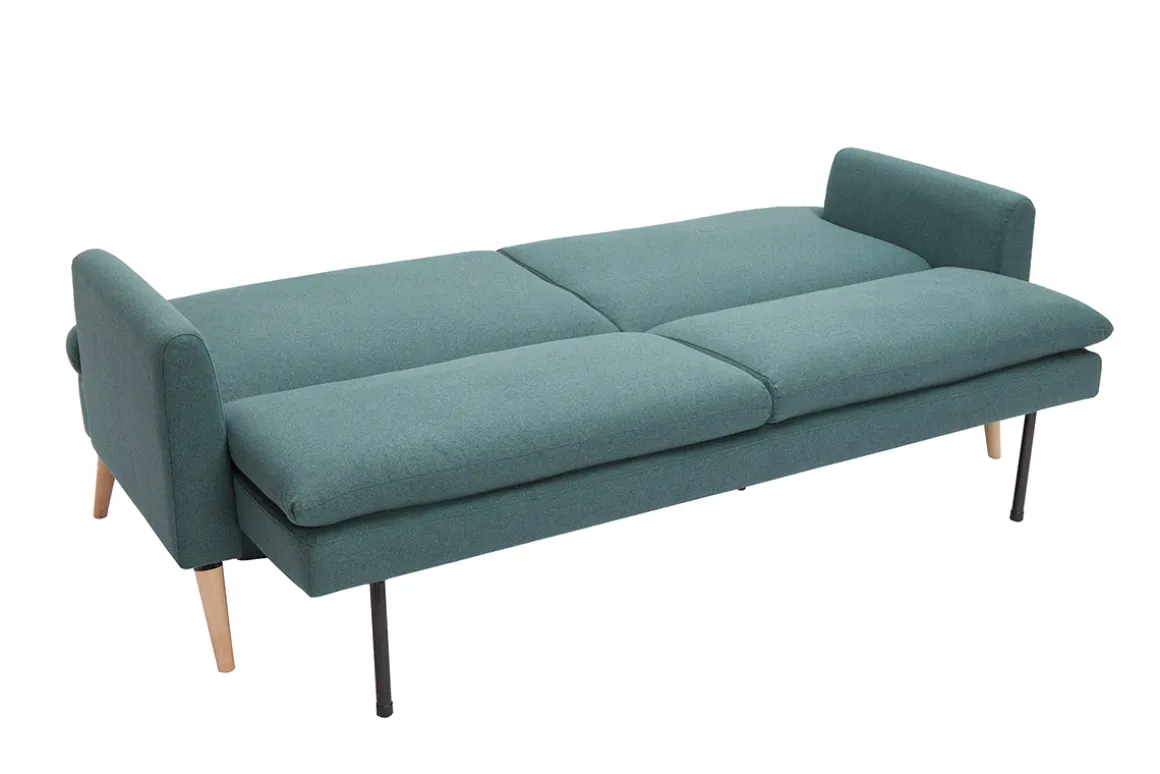 Miliboo Canapé Convertible|Voir Tous Les Canapés-Canapé convertible scandinave 3 places en tissu vert et bois clair STEWART