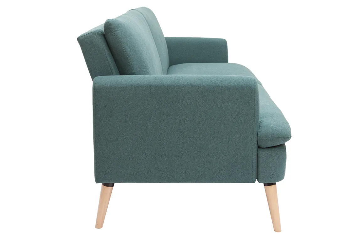Miliboo Canapé Convertible|Voir Tous Les Canapés-Canapé convertible scandinave 3 places en tissu vert et bois clair STEWART