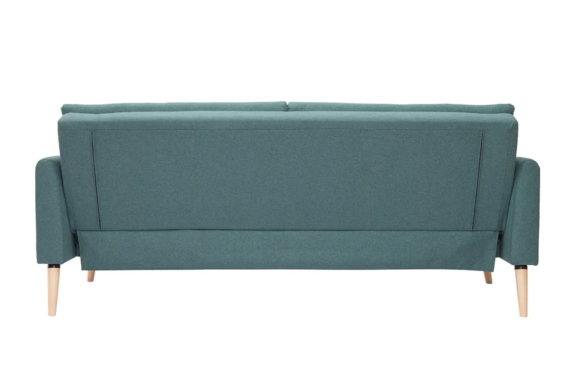 Miliboo Canapé Convertible|Voir Tous Les Canapés-Canapé convertible scandinave 3 places en tissu vert et bois clair STEWART