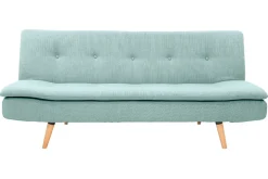 Miliboo Canapé Convertible|Voir Tous Les Canapés-Canapé convertible scandinave 3 places en tissu vert lagon et bois clair SENSO