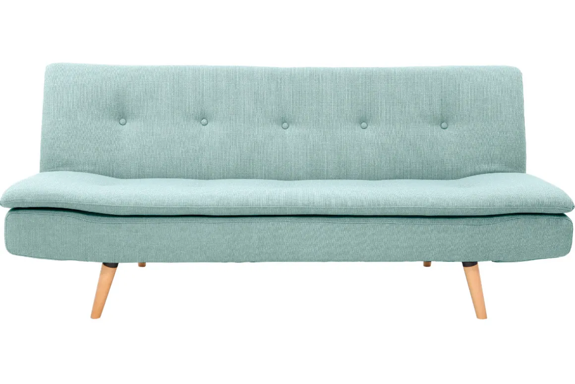 Miliboo Canapé Convertible|Voir Tous Les Canapés-Canapé convertible scandinave 3 places en tissu vert lagon et bois clair SENSO