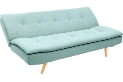 Miliboo Canapé Convertible|Voir Tous Les Canapés-Canapé convertible scandinave 3 places en tissu vert lagon et bois clair SENSO