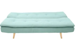 Miliboo Canapé Convertible|Voir Tous Les Canapés-Canapé convertible scandinave 3 places en tissu vert lagon et bois clair SENSO