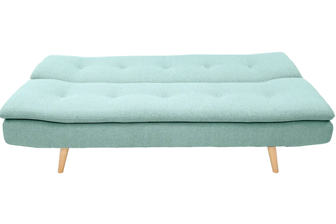 Miliboo Canapé Convertible|Voir Tous Les Canapés-Canapé convertible scandinave 3 places en tissu vert lagon et bois clair SENSO