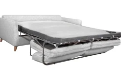 Miliboo Canapé Convertible|Voir Tous Les Canapés-Canapé convertible scandinave 3 places en tissu gris clair et bois clair avec matelas 10 cm PAPEL
