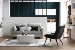 Miliboo Canapé Convertible|Voir Tous Les Canapés-Canapé convertible scandinave 3 places en tissu gris clair et bois clair avec matelas 10 cm PAPEL