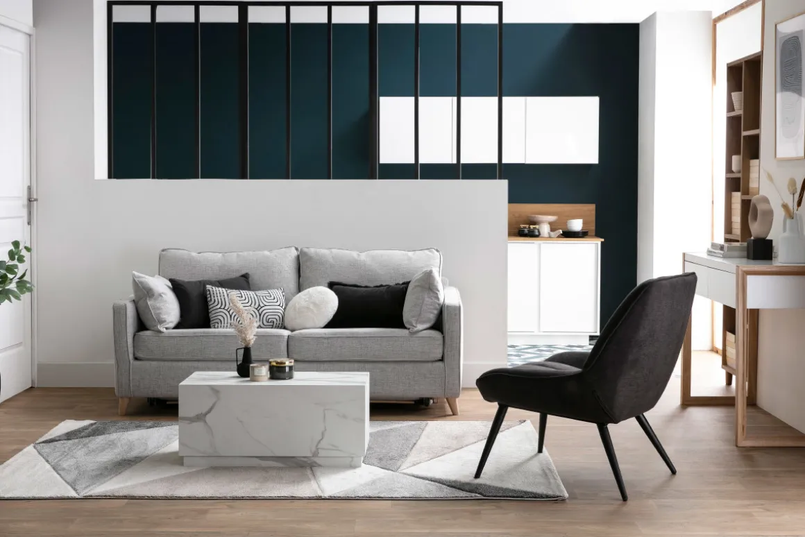 Miliboo Canapé Convertible|Voir Tous Les Canapés-Canapé convertible scandinave 3 places en tissu gris clair et bois clair avec matelas 10 cm PAPEL