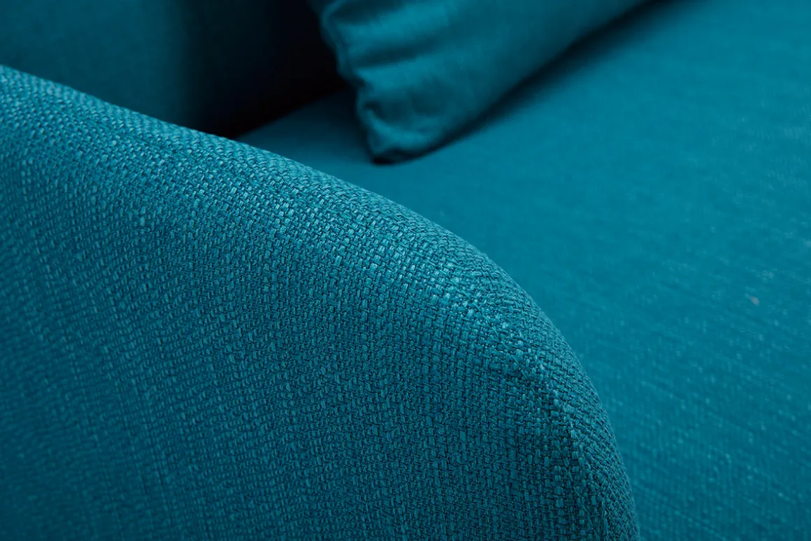 Miliboo Canapé Convertible|Voir Tous Les Canapés-Canapé convertible scandinave 3 places en tissu bleu canard et bois clair LULA