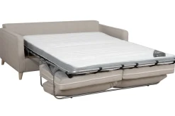 Miliboo Canapé Convertible|Voir Tous Les Canapés-Canapé convertible scandinave 3 places en tissu beige et bois clair avec matelas 10 cm PAPEL