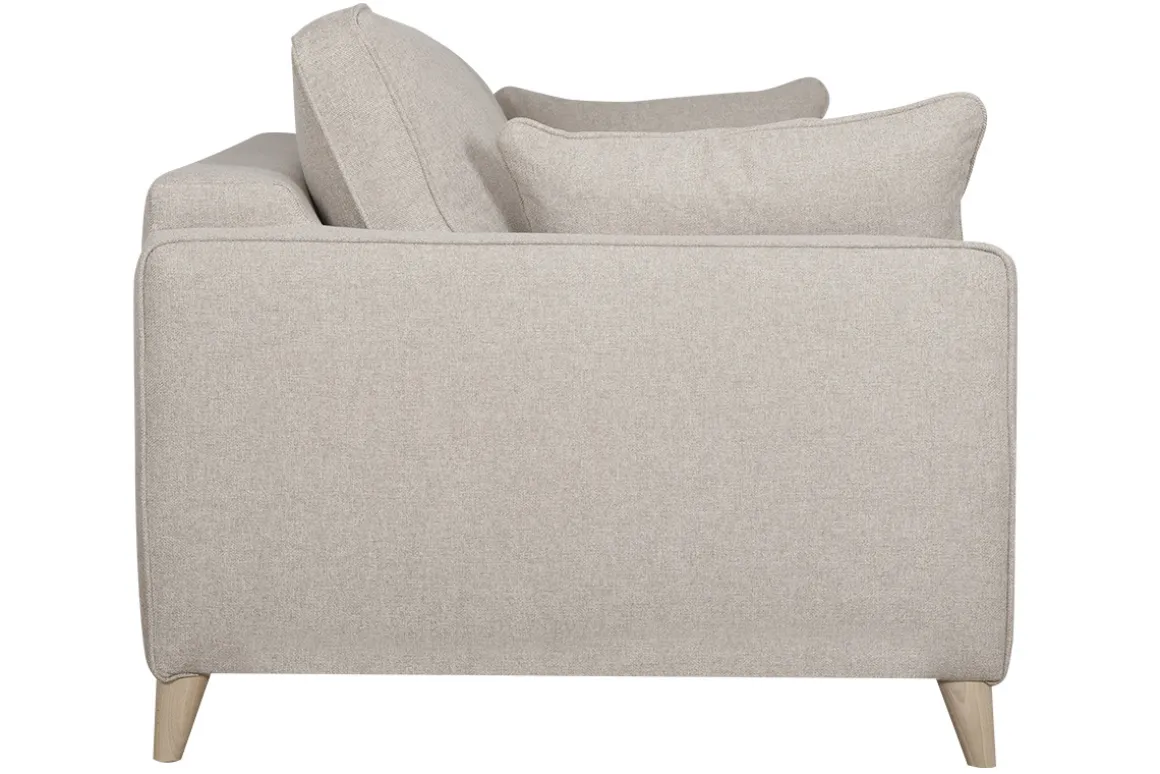Miliboo Canapé Convertible|Voir Tous Les Canapés-Canapé convertible scandinave 3 places en tissu beige et bois clair avec matelas 10 cm PAPEL