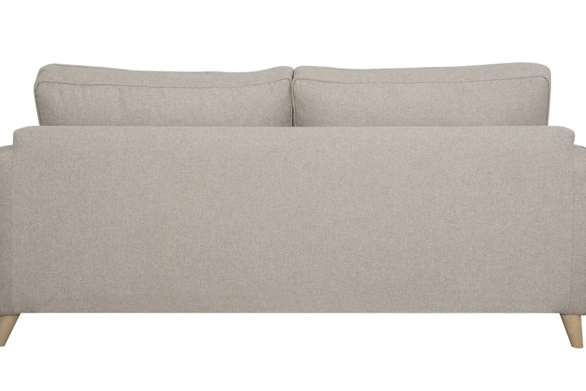 Miliboo Canapé Convertible|Voir Tous Les Canapés-Canapé convertible scandinave 3 places en tissu beige et bois clair avec matelas 10 cm PAPEL