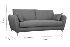 Miliboo Canapé Convertible|Voir Tous Les Canapés-Canapé convertible scandinave 3 places en tissu gris clair chiné et bois clair avec matelas 10 cm CREEP