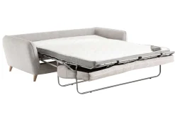 Miliboo Canapé Convertible|Voir Tous Les Canapés-Canapé convertible scandinave 3 places en tissu gris clair chiné et bois clair avec matelas 10 cm CREEP