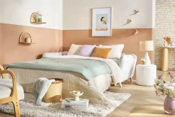 Miliboo Canapé Convertible|Voir Tous Les Canapés-Canapé convertible scandinave 3 places en tissu gris clair chiné et bois clair avec matelas 10 cm CREEP