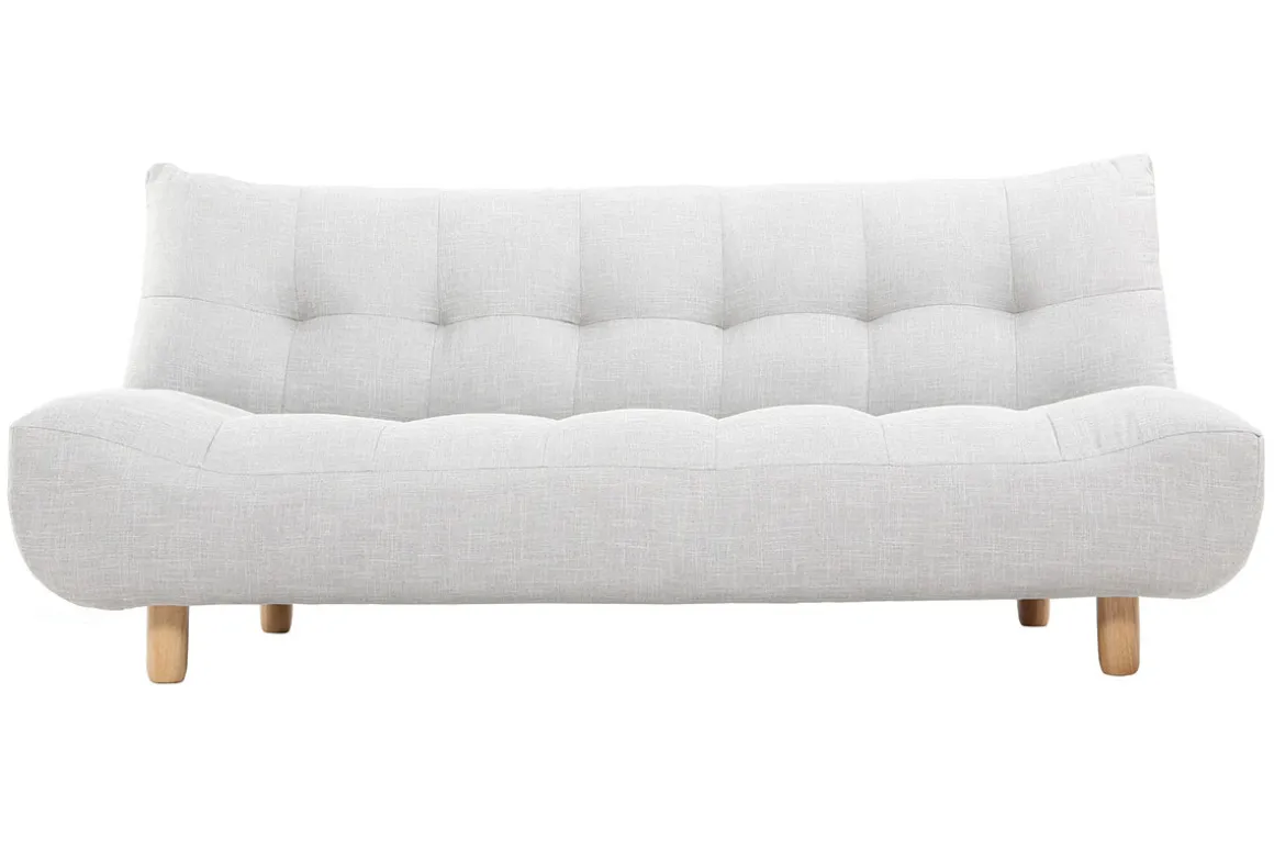 Miliboo Canapé Convertible|Voir Tous Les Canapés-Canapé convertible scandinave 3 places en tissu gris clair et bois clair YUMI