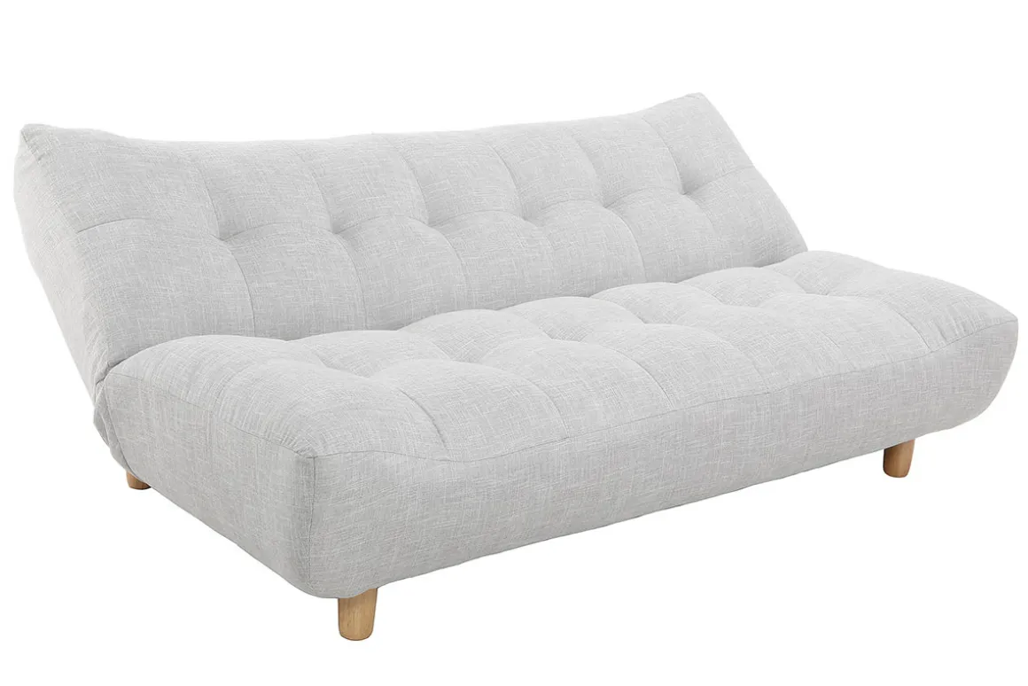 Miliboo Canapé Convertible|Voir Tous Les Canapés-Canapé convertible scandinave 3 places en tissu gris clair et bois clair YUMI