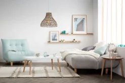 Miliboo Canapé Convertible|Voir Tous Les Canapés-Canapé convertible scandinave 3 places en tissu gris clair et bois clair YUMI