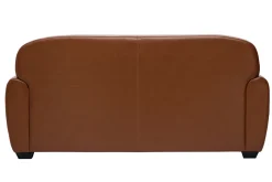 Miliboo Canapé Convertible|Canapé Cuir-Canapé convertible vintage 3 places cuir marron et bois noir avec matelas 9 cm CLUB