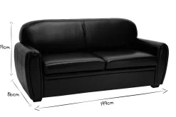 Miliboo Canapé Convertible|Canapé Cuir-Canapé convertible vintage 3 places cuir marron et bois noir avec matelas 9 cm CLUB